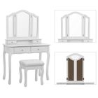 7 Tiroirs 1 Tabouret,Pieds R/ésistantes Style Victorien Blanc YOUKE Meuble Maquillage avec 3 Miroirs pour Chambre ou Dressing