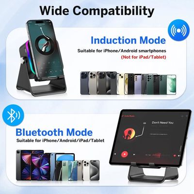 Enceinte Bluetooth Avec Support Téléphone - Induction Magnétique, Support Tablette - Cadeau Idéal Pour Père, Mère, Anniversaire