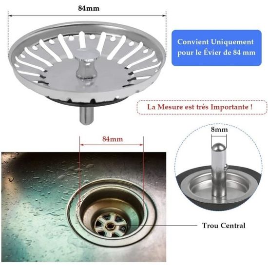Lot De 2 Bouchons D'évier De Rechange Avec Filtre à Cheveux