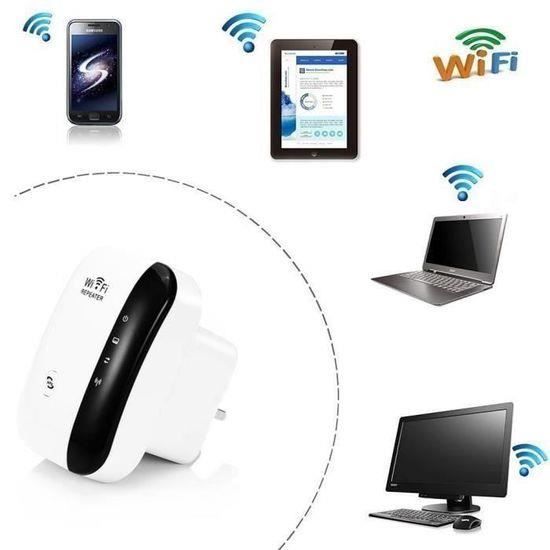 Répéteur WiFi Puissant Amplificateur WiFi 300Mbps 2.4G Repeteur WiFi avec  WPS Fonction WiFi Extender avec Port Ethernet avec RJ45 Câble Réseau Facile