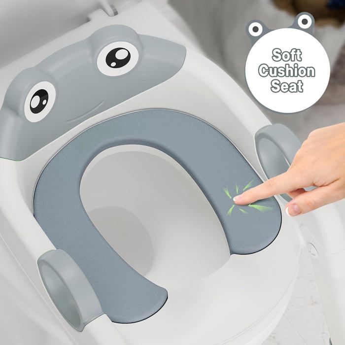 Siège Réducteur WC Enfant Kixolo - 2 En 1 Avec Marches - Hauteur Réglable, Antidérapant, Pliable (Vert/Blanc) - 9