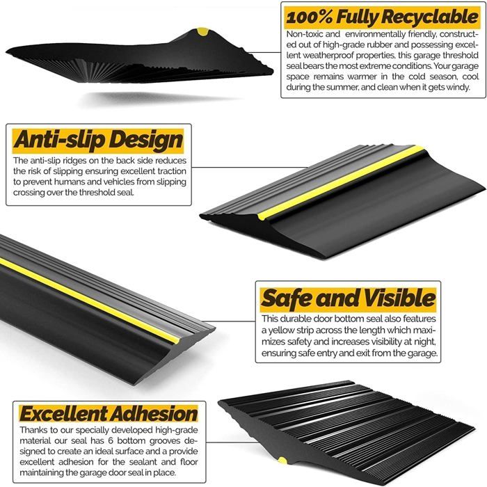 Joint De Seuil Pour Porte De Garage 3M/15MM,Porte Bas Joint Strip,Seuil