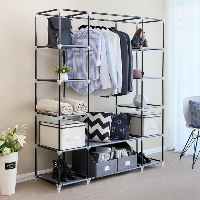 Armoire de rangement-Penderie en Tissu Pliable-Avec porte-vêtements-150