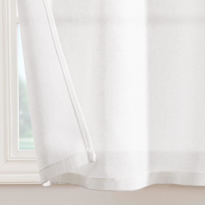 Lot De 2 Rideaux Brise-Bise À Rayures En Lin Semi-Transparent Pour