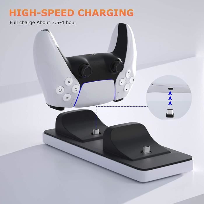 Raptor gaming - chargeur double blanc pour manettes ps4/ps5 dualsense