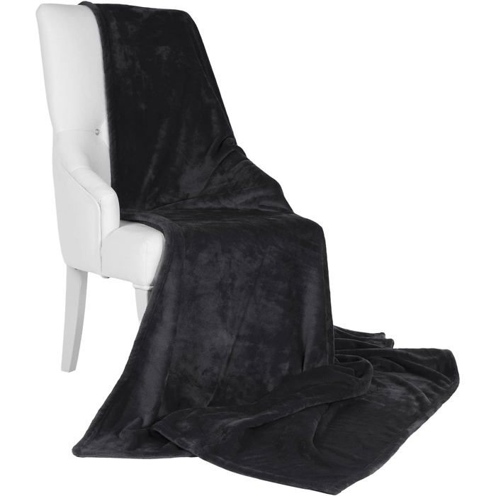 Beautissu Romantica Plaid Velours Noir 210x280 Cm – Jeté De Canapé Élégant Et Doux