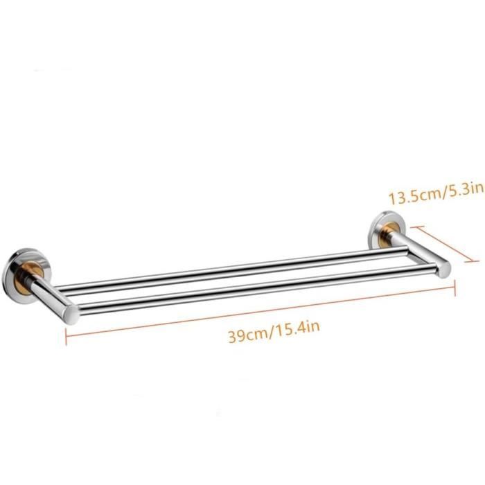 Porte-serviettes Double Barre Tiberham – 39x13,5 Cm, Alliage Argent, Pour Salle De Bain Ou Cuisine - 9