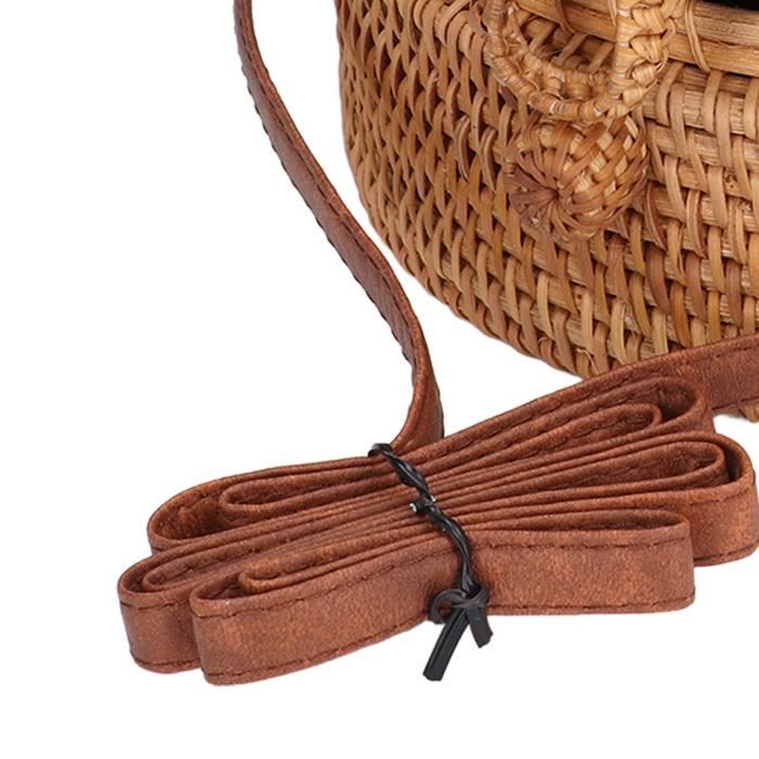 Sac rond - HURRISE - 20 cm - Rotin tissé à la main - Bandoulière