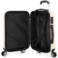 Kono Valise Moyenne 65cm Rigide Bagages à main Légère ABS Valise de Voyage à roulettes Valises, 61L, Beige-2