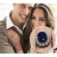  LCC® bague grosse pierre bleu-cristal cristal swarovski Kate Middleton ovale couleur saphir bague de fiançailles -mode fantaisie-2