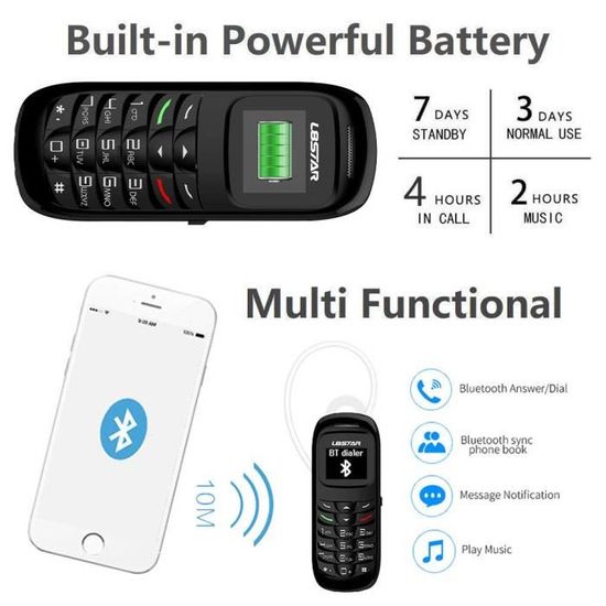 Mini Téléphone Portable L8star, 2G, Bluetooth, Nano SIM, Rouge - Neuf