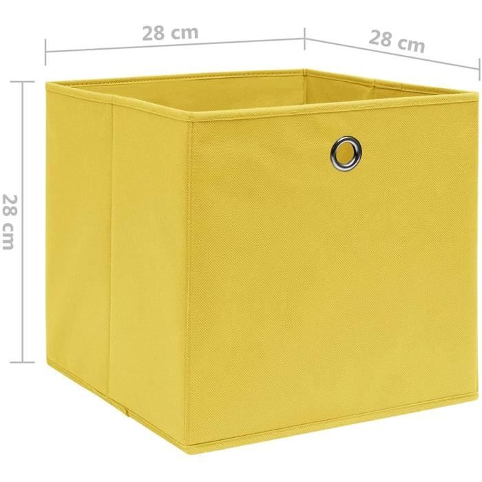 Lot de 10 Boîtes de Rangement Pliables Cube de Rangement Tissu intissé  28x28x28 cm Jaune