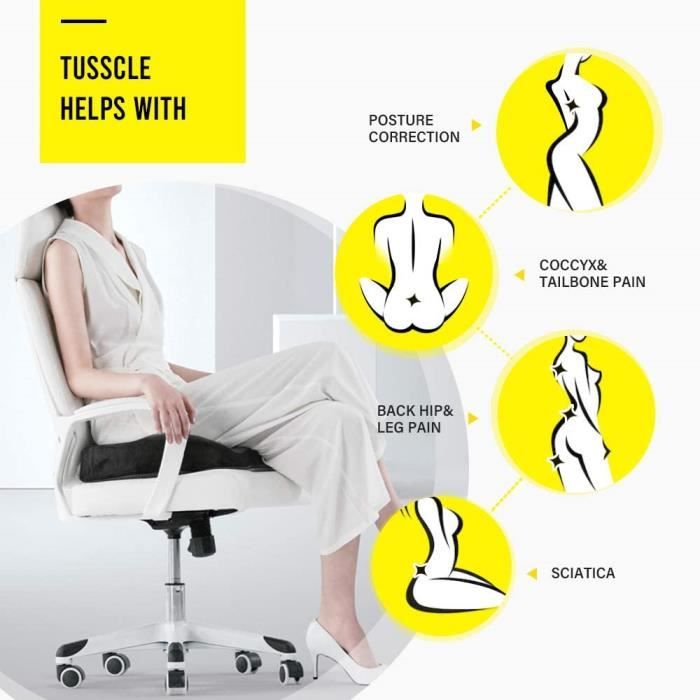 Coussin Coccyx Ergonomique En Gel Et Mousse | Pour Bureau Et Voiture | Housse Lavable | Bonmedico