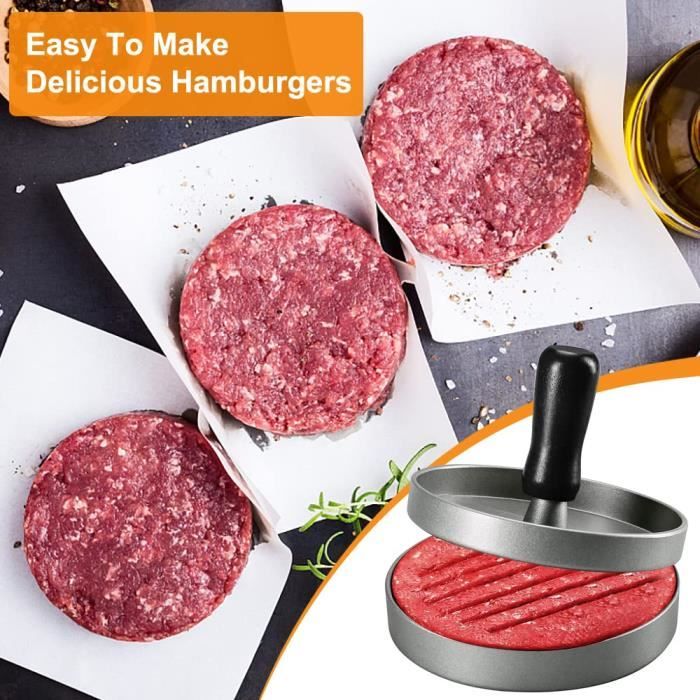 Presse à Hamburger - Moule Anti-Adhésif - Épaisseur Réglable - Aluminium - Pour BBQ - 10