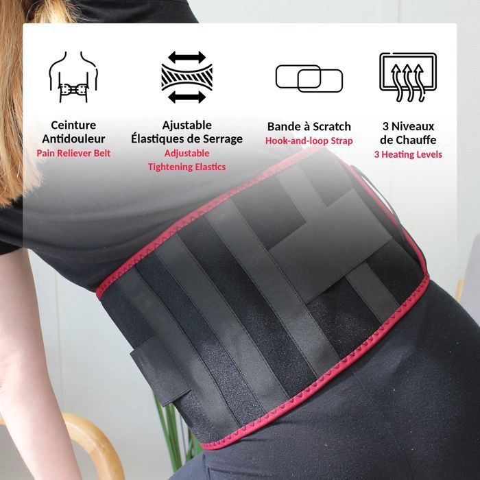FISHTEC Ceinture Chauffante Lombaire Niveaux de Chaleur Batterie  5000 mAh Soulage Dos et Ventre Ajustable