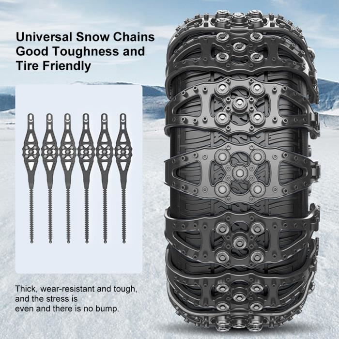 Chaînes à Neige Universelles Pour Voiture - 10 Pièces - Antidérapantes Pour Routes Enneigées Ou Boueuses - 7