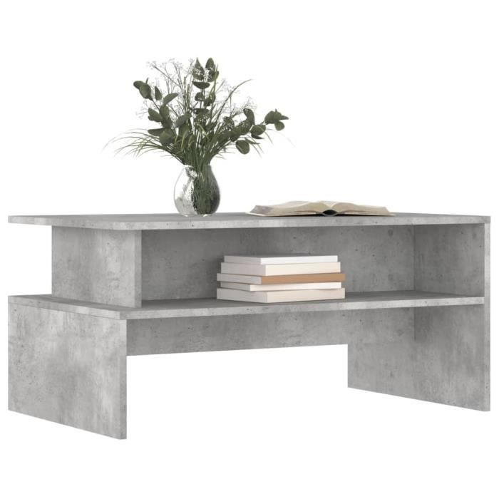 VidaXL Table Basse Carrée 50x50x36 Cm Gris Béton - Meuble Salon Bois D'Ingénierie