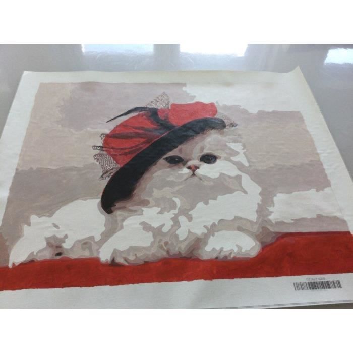 Tucocoo Kit de peinture par numéros de chat mignon avec pinceaux et pigments acryliques sur toile pour adultes, fleurs abstraites, animaux, projets d'art peints à la main pour décoration d'intérieur