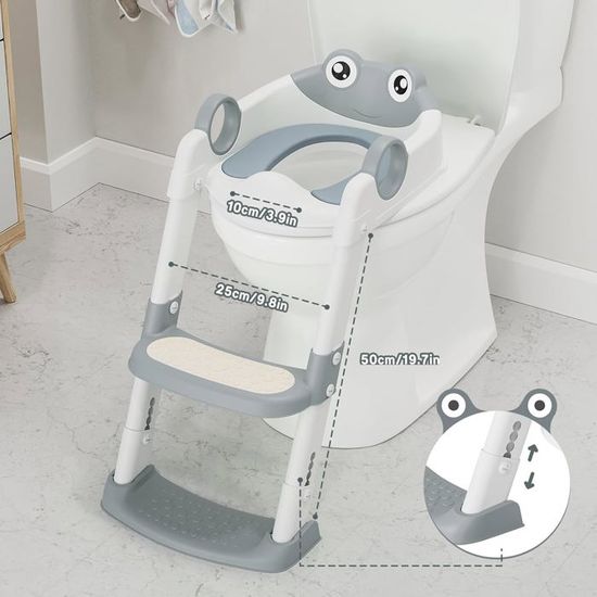Réducteur Toilette Enfant Ronipic - Siège Réglable En Hauteur Pliable Avec Marches Et Coussin Moelleux, Jusqu'à 75 Kg