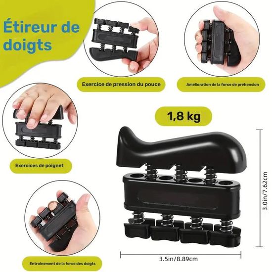 Lot De 2 Extenseurs De Poignet Réglables 5-100 Kg - Compteur Automatique, ABS Et Silicone Antidérapant - Pour Musculation, Rééducation, Escalade - 25x19x3 Cm