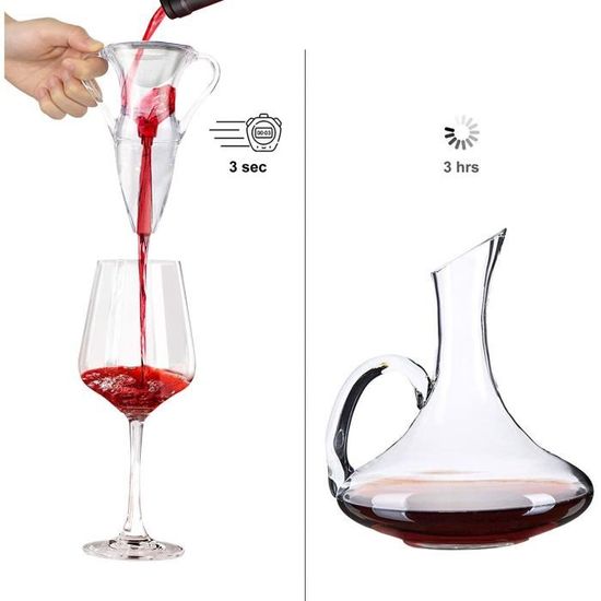 Decanteur aérateur à vin, décanteur pour vin rouge, avec anses