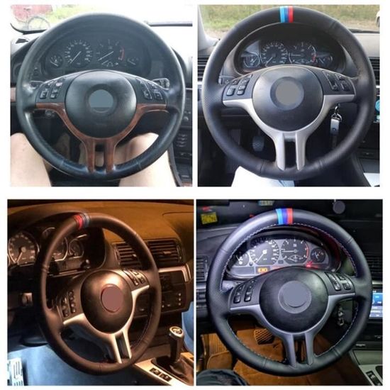 Convient pour BMW E36 E46 E39 X3 E83 X5 E53 Couvre-Volant Cousu Main perforé Cuir Respirant antidérapant Bricolage