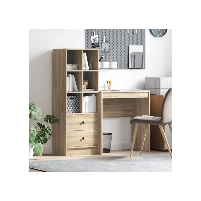 Bureau moderne en bois d'ingénierie - vidaXL - Chêne sonoma - 115 ...