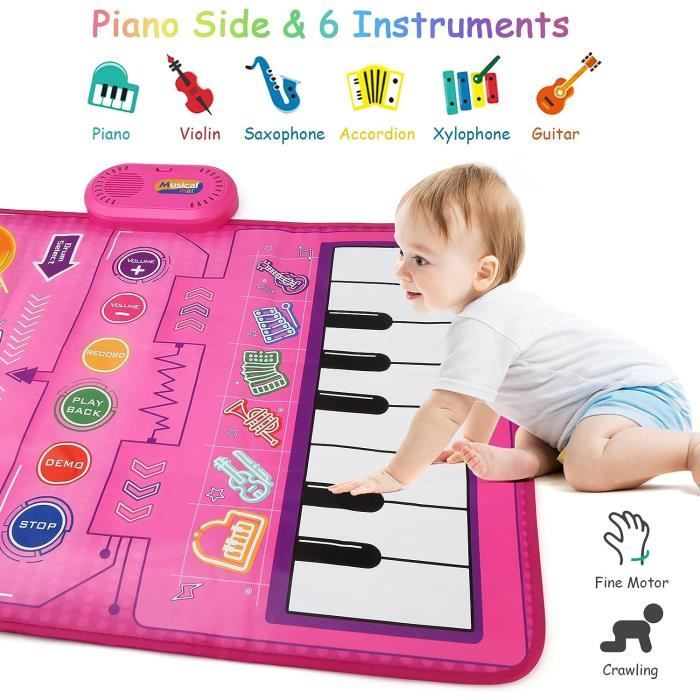 Jouets pour Bébé 1 an, 2 en 1 Tapis Piano Musical & Tapis de Batterie pour  Tout-Petits, Tapis de Jeux Musique Cadeau Jouets Musicaux