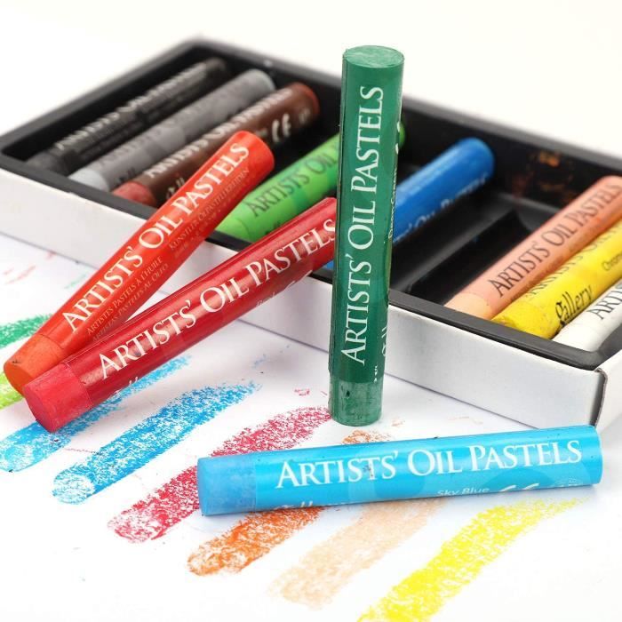 12/25/50 pcs Set de Pastel à l'huile Enfant Artiste Bâton de Peinture  Dessin à l'Huile Non Toxiques Outil de Dessin Crayons de Cire Coloriage  Papeterie Cadeau pour Enfants Artistes Professionnels : 