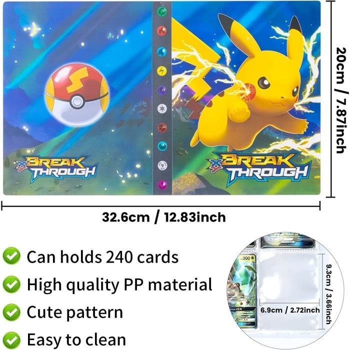 相册 B Classeur Carte Pokemon, classeur pokemon album,30 pages et peut  contenir 240 porte carte pokemon : : Jeux et Jouets