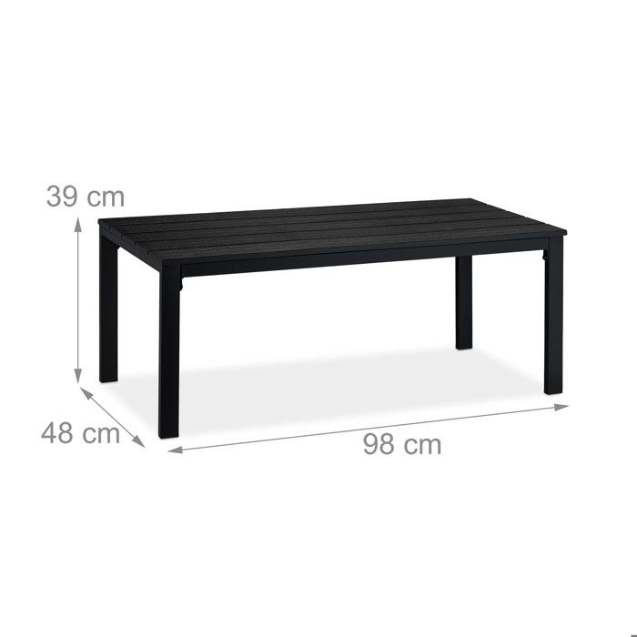 Relaxdays Table de jardin, aspect bois, rectangulaire, plastique et métal, pliable, H x L x P : 74 x 118 x 60 cm, noire - Jardin Relaxdays Table de jardin, aspect bois, rectangulaire, plastique et métal, pliable, H x L x P : 74 x 118 x 60 cm, noire - Jardin