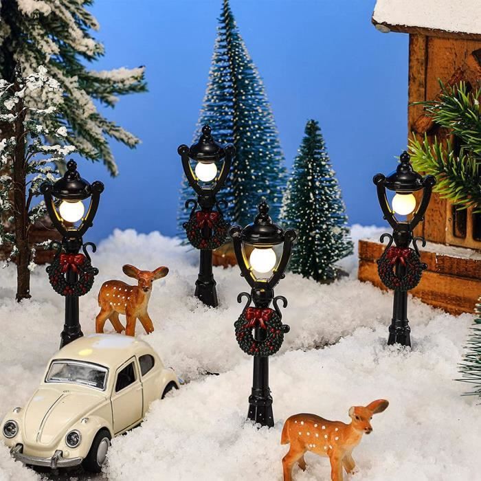 Mini Lampadaires De Noël - 4 Pièces Modèle Train, Parfait Pour Maisons De Poupées Et Décors Miniatures