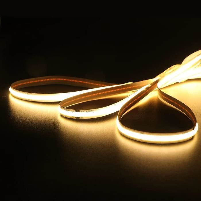 Ruban LED COB 5mm 400 LEDs/m - Blanc Et Blanc Chaud - 12V - IP20 - Pour Décoration Intérieure - Neuf