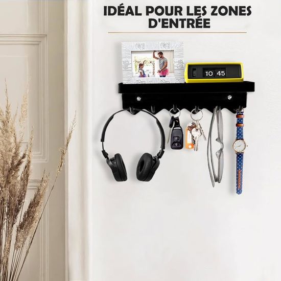 Porte-Clés Mural Accroche Clef, Patère En Métal Noir De Roses Décoratif