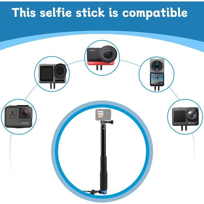 Perche à Selfie Télescopique étanche 92cm - Compatible GoPro, DJI Osmo, Insta360 Et Autres Caméras D'action