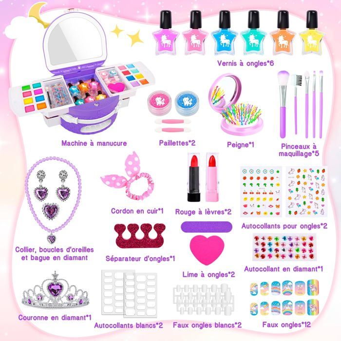 LemonDream Kit Manucure Enfant 6 7 8 9 10 11 12,Kit Vernis avec Bijoux Jouet Ongles Maquillage LemonDream Kit Manucure Enfant 6 7 8 9 10 11 12,Kit Vernis avec Bijoux Jouet Ongles Maquillage