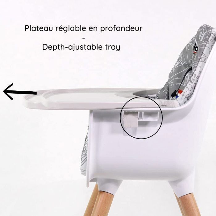 Chaise Haute Bébé 6-en-1 évolutive - De 6 Mois à 3 Ans, Avec Plateau Réglable Et Harnais 5 Points (Gris)