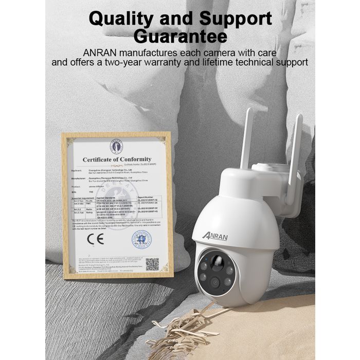 Caméra De Surveillance Extérieur Anran Sans Fil WiFi - Panneau Solaire - 2K Upgrade - Neuve