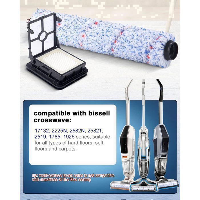 Rouleau de Brosse de Rechange pour Aspirateur Bissell CrossWave HydroSteam 2554A ACCESSOIRE D'ASPIRATION