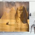 Abakuhaus égyptien Rideau de Douche, Sphinx Old Face, 175 x 200 CM, Ambre Sable Marron-0