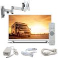 Téléviseur LED 24" 60cm PHILIPS - HD - 12V - Tuner SAT - Blanc Camping-car + Support TV Double bras-0