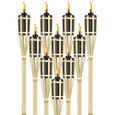 Lot de 24 Torches de Jardin en bambou pour extérieur - Torches à huile avec mèche, Lampe à huile décorativeHauteur: 90 cm-0