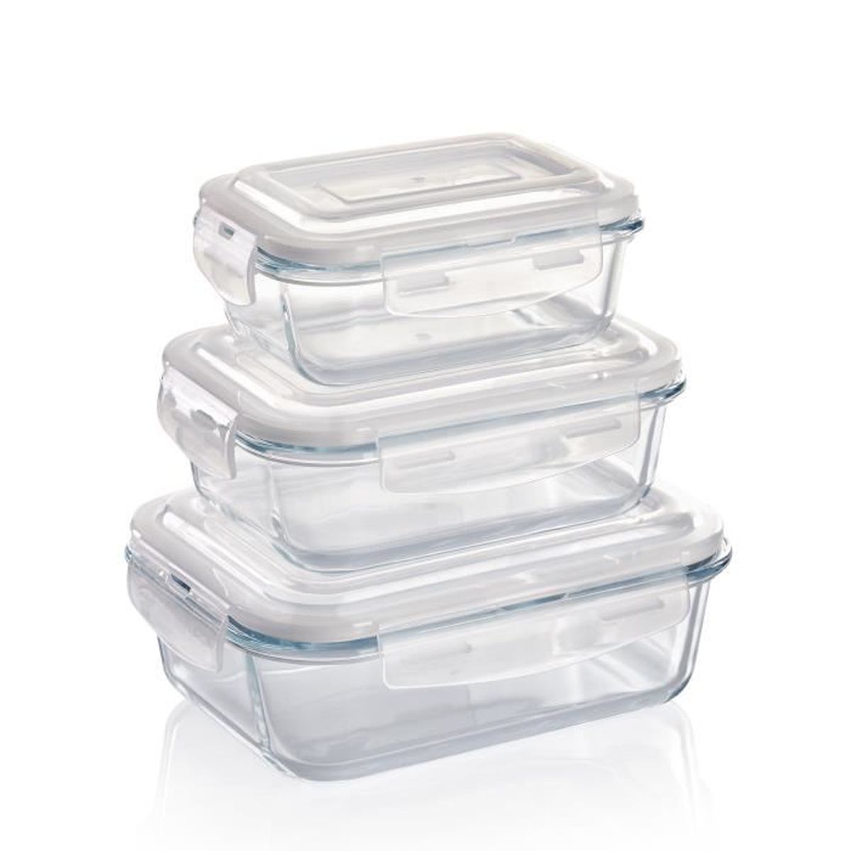 Grizzly Bo/îte Alimentaire en Verre Herm/étiques avec Couvercles Lot de 2 Rectangulaires 1520 ML Bo/îtes Conservation sans BPA