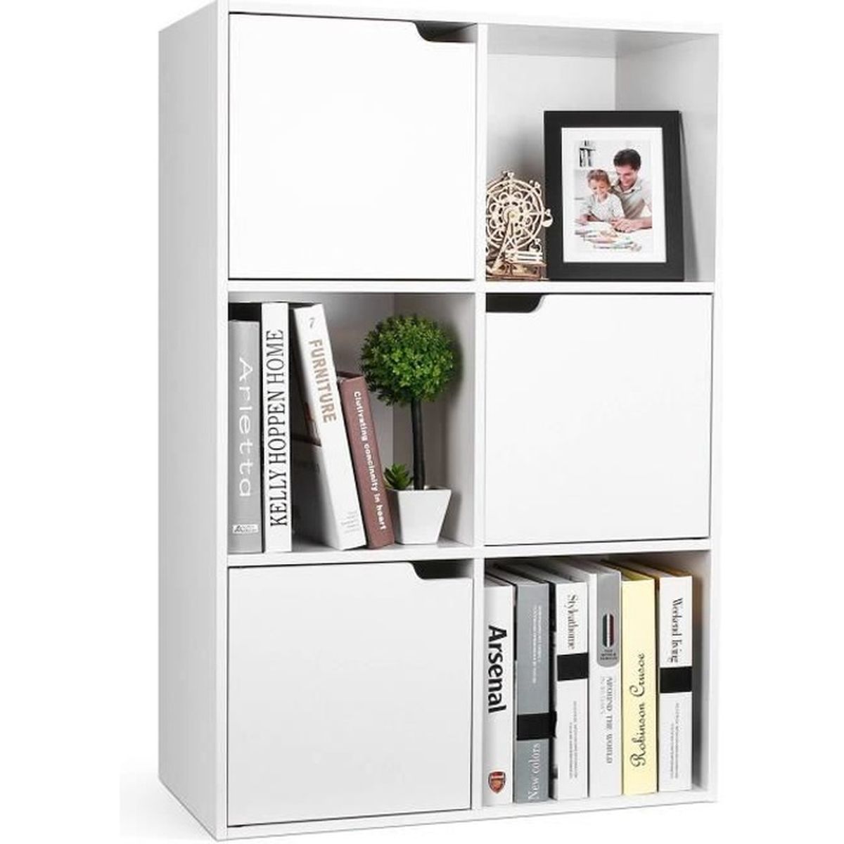 Homfa Blanc Meuble De Rangement Bibliotheque Etagere En Bois 6