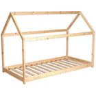 WEBER INDUSTRIES WEBER Panda Lit enfant cabane Montessori 90 x 190 cm - Bois pin massif naturel - Sommier en bois épicéa inclus