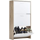 CASABEL Meuble chaussures - Armoire Rangement Grande Capacité 18 Paires - Meuble d Entrée Couloir - Blanc Bois Clair - 60x24x113 cm