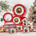 VEWEET Vaisselle de Noël, 60 pièces du Père Noël en Porcelaine, avec Ensemble Assiette, Tasse à café et Soucoupe - pour 12