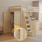 AMAKUS Lit Mezzanine 1 Place en Bois, Lit Mezzanine 90x200 avec Escalier, Espace de Rangement,Échelle Sécurisée,Armoire,Couleur Naturelle