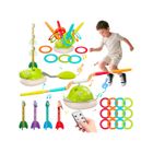 Jeu Extérieur Enfant 3 En 1 - Saut Musical, Lancer D'Anneaux, Sport - Pour 3 à 9 Ans, Avec Télécommande - Développe La Motricité, Jouet De Jardin