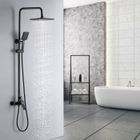 Auralum Colonne de Douche Noir 2 Fonctions Ensemble de Douche en Laiton avec Douchette de tête rectangle, Haute Réglable 90-120 cm
